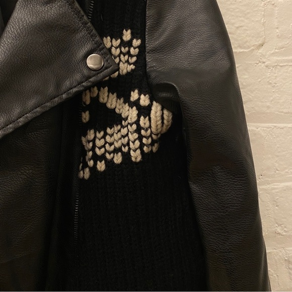 Anthropologie || Ett:twa Sweater Knit Moto Leather Jacket Black Small - Picture 4 of 8